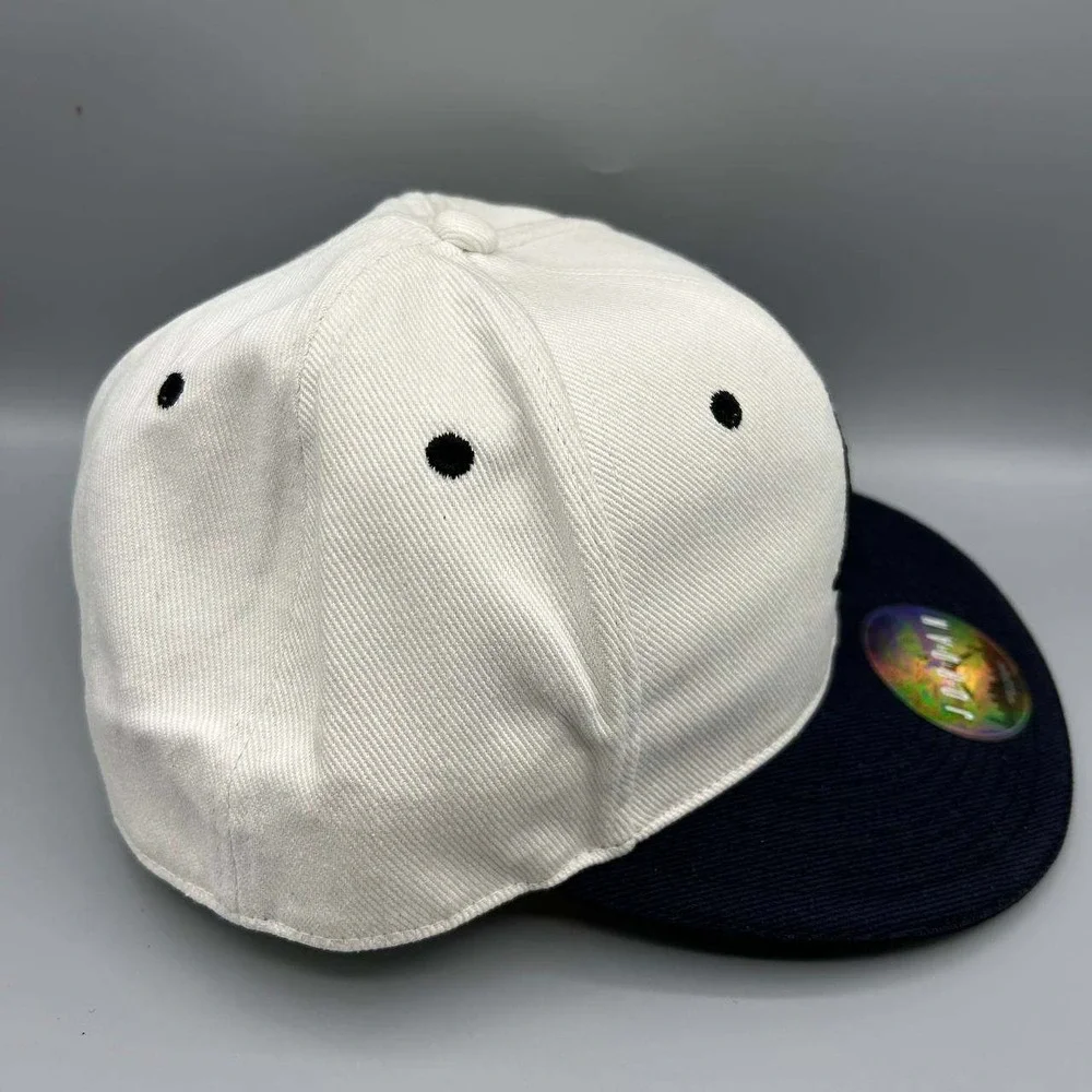 Air‎ Jordan Hat Men 7 1/4 White Black Embroidered Jumpman Fitted Cap Cotton